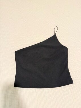 Polly Asymmetric One-Shoulder Black Crop Top